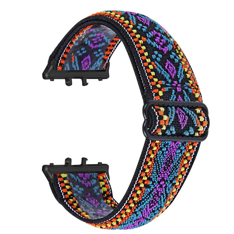For Samsung Galaxy Fit3 SM-R390 Elastic Wrist Band Pattern Design Watch Strap (Black Buckle)