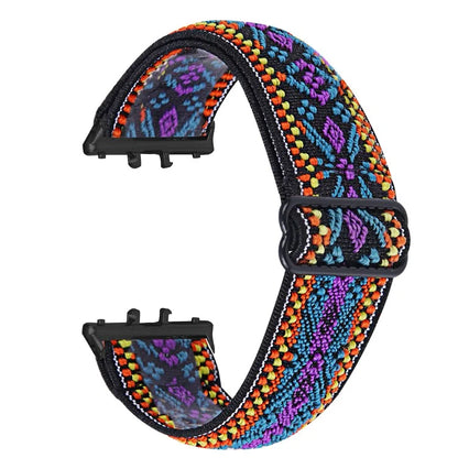 For Samsung Galaxy Fit3 SM-R390 Elastic Wrist Band Pattern Design Watch Strap (Black Buckle)