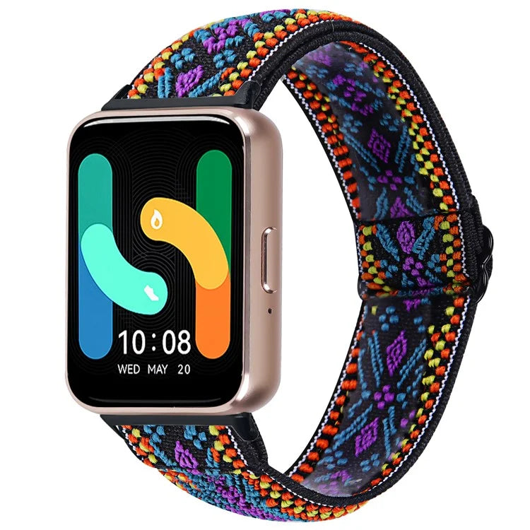 For Samsung Galaxy Fit3 SM-R390 Elastic Wrist Band Pattern Design Watch Strap (Black Buckle)
