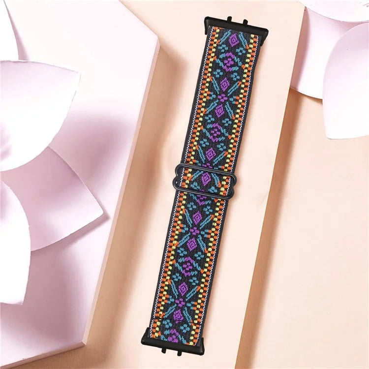 For Samsung Galaxy Fit3 SM-R390 Elastic Wrist Band Pattern Design Watch Strap (Black Buckle)