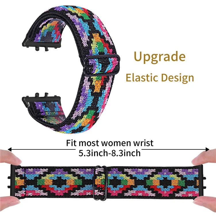 For Samsung Galaxy Fit3 SM-R390 Elastic Wrist Band Pattern Design Watch Strap (Black Buckle)4