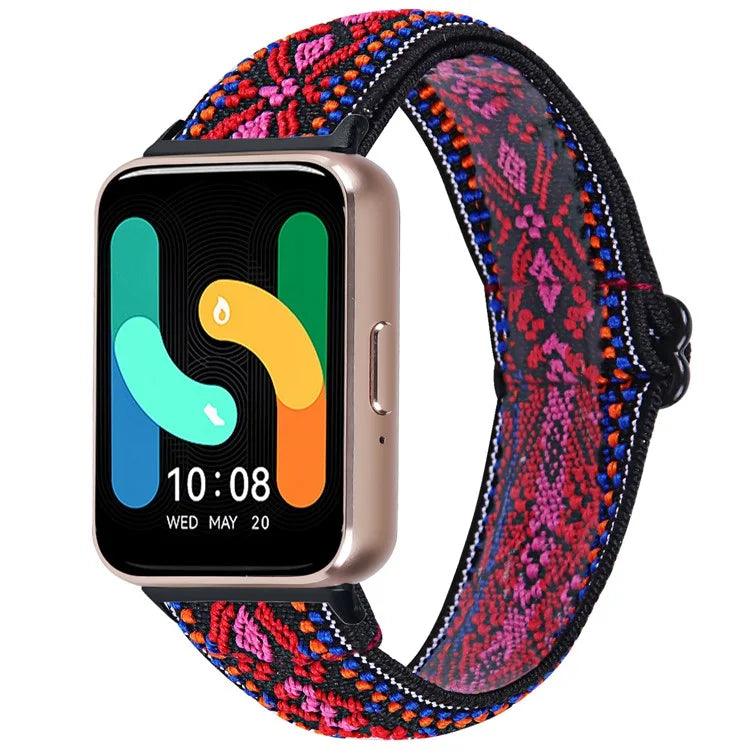 For Samsung Galaxy Fit3 SM-R390 Elastic Wrist Band Pattern Design Watch Strap (Black Buckle)5