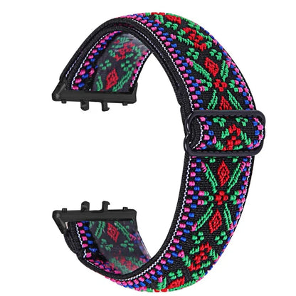 For Samsung Galaxy Fit3 SM-R390 Elastic Wrist Band Pattern Design Watch Strap (Black Buckle)6