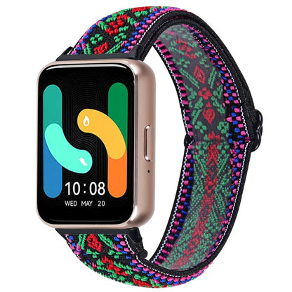 For Samsung Galaxy Fit3 SM-R390 Elastic Wrist Band Pattern Design Watch Strap (Black Buckle)6