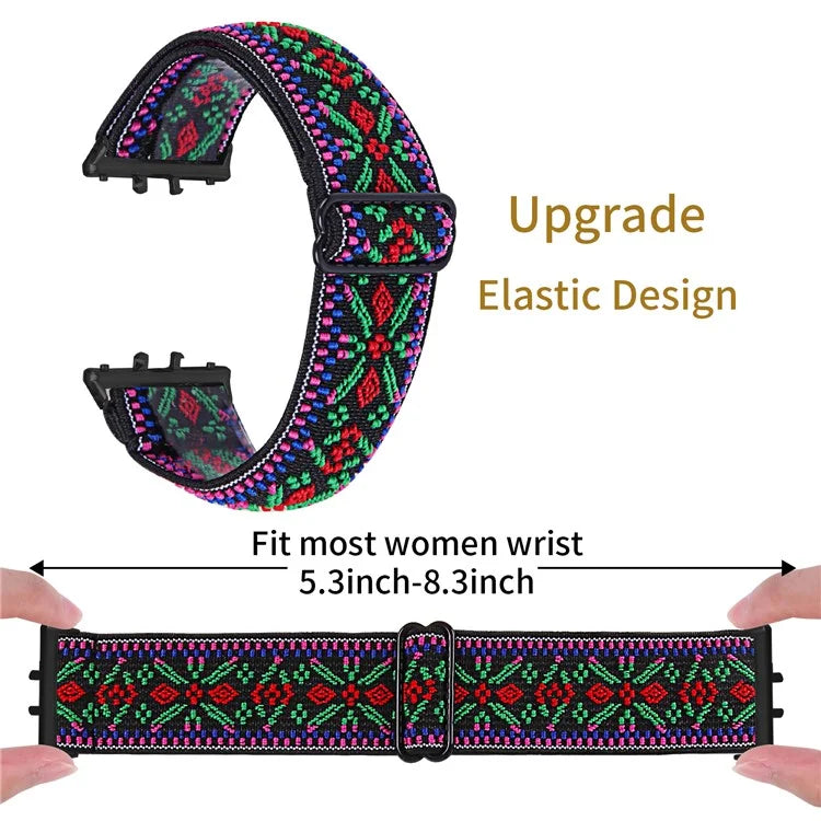 For Samsung Galaxy Fit3 SM-R390 Elastic Wrist Band Pattern Design Watch Strap (Black Buckle)6