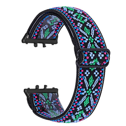 For Samsung Galaxy Fit3 SM-R390 Elastic Wrist Band Pattern Design Watch Strap (Black Buckle)9