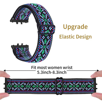 For Samsung Galaxy Fit3 SM-R390 Elastic Wrist Band Pattern Design Watch Strap (Black Buckle)9