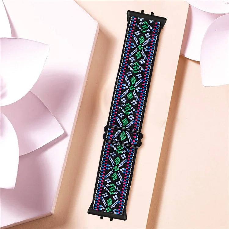 For Samsung Galaxy Fit3 SM-R390 Elastic Wrist Band Pattern Design Watch Strap (Black Buckle)9