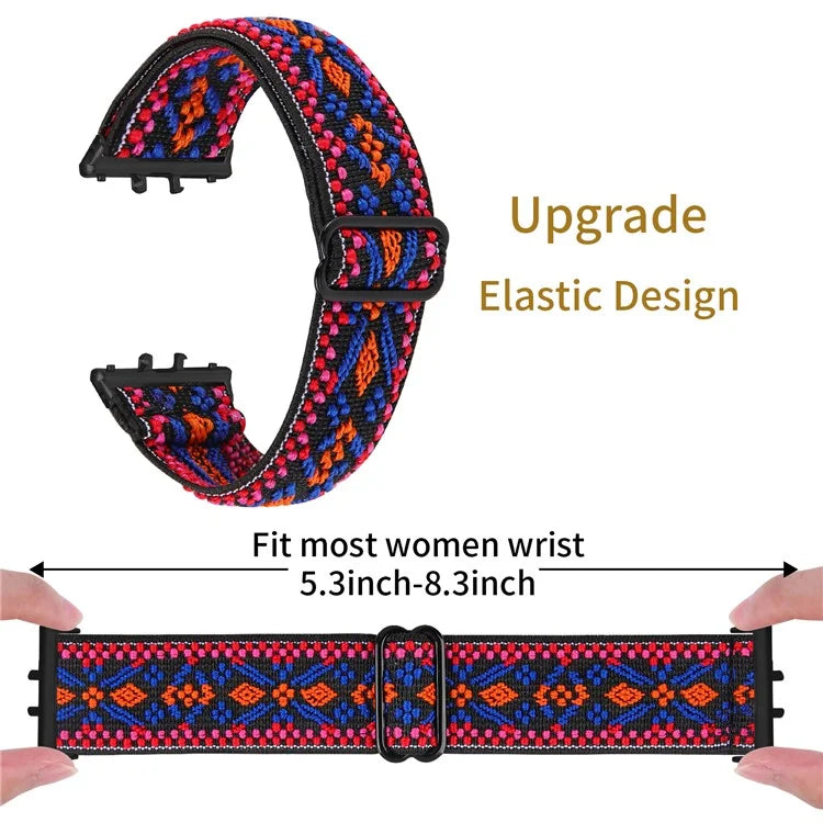 For Samsung Galaxy Fit3 SM-R390 Elastic Wrist Band Pattern Design Watch Strap (Black Buckle)4