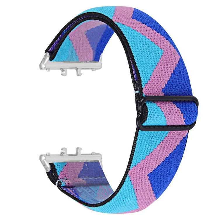 For Samsung Galaxy Fit3 SM-R390 Elastic Watch Strap Fashionable Pattern Wrist Band (Silver Buckle)