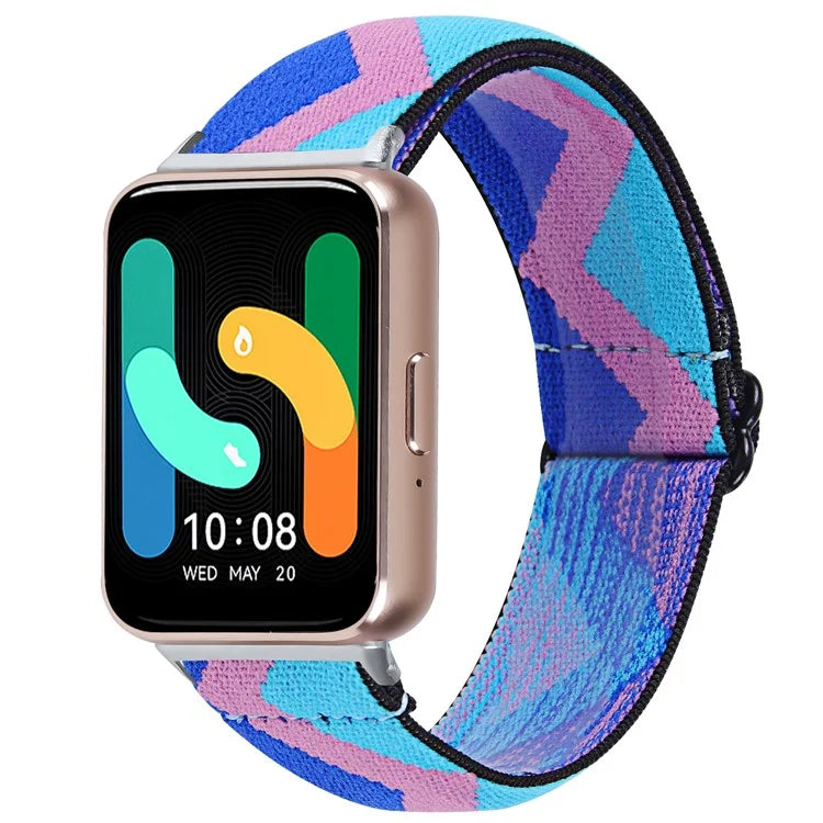 For Samsung Galaxy Fit3 SM-R390 Elastic Watch Strap Fashionable Pattern Wrist Band (Silver Buckle)