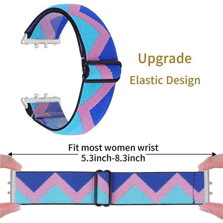 For Samsung Galaxy Fit3 SM-R390 Elastic Watch Strap Fashionable Pattern Wrist Band (Silver Buckle)