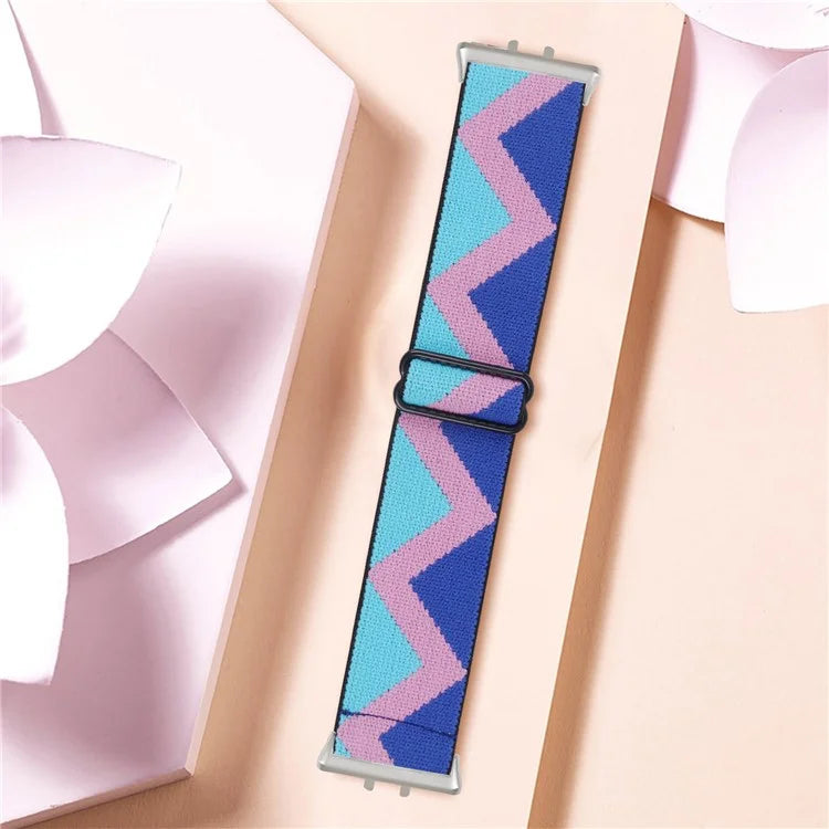 For Samsung Galaxy Fit3 SM-R390 Elastic Watch Strap Fashionable Pattern Wrist Band (Silver Buckle)