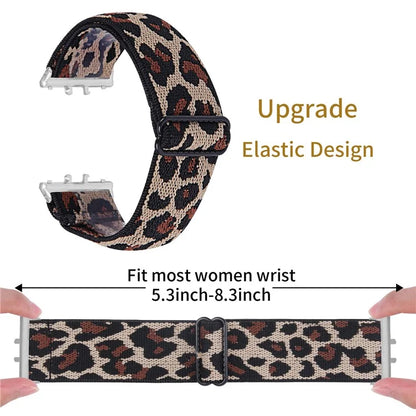 For Samsung Galaxy Fit3 SM-R390 Elastic Watch Strap Fashionable Pattern Wrist Band (Silver Buckle)