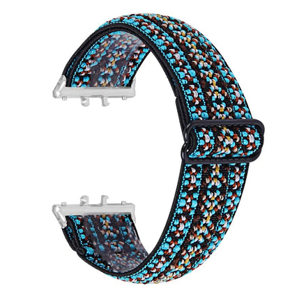 For Samsung Galaxy Fit3 SM-R390 Elastic Watch Strap Fashionable Pattern Wrist Band (Silver Buckle)