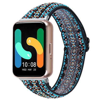 For Samsung Galaxy Fit3 SM-R390 Elastic Watch Strap Fashionable Pattern Wrist Band (Silver Buckle)