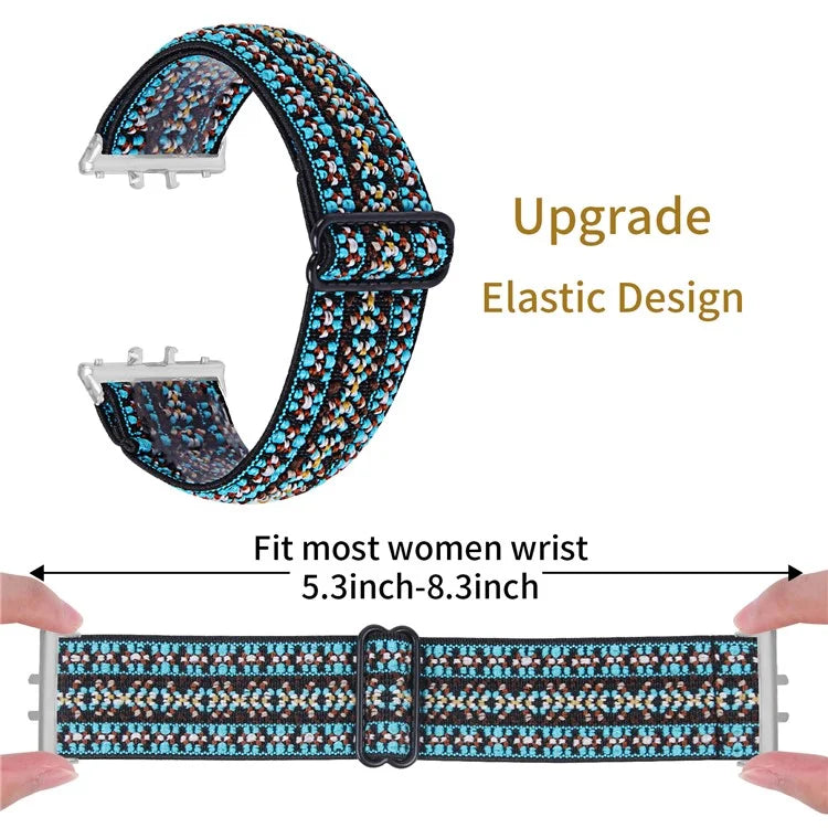 For Samsung Galaxy Fit3 SM-R390 Elastic Watch Strap Fashionable Pattern Wrist Band (Silver Buckle)