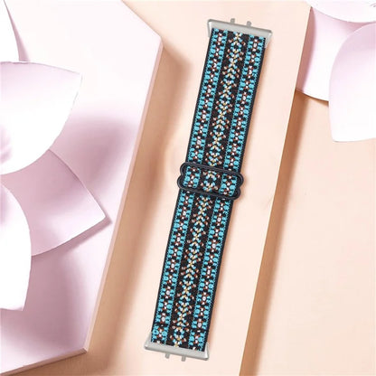 For Samsung Galaxy Fit3 SM-R390 Elastic Watch Strap Fashionable Pattern Wrist Band (Silver Buckle)