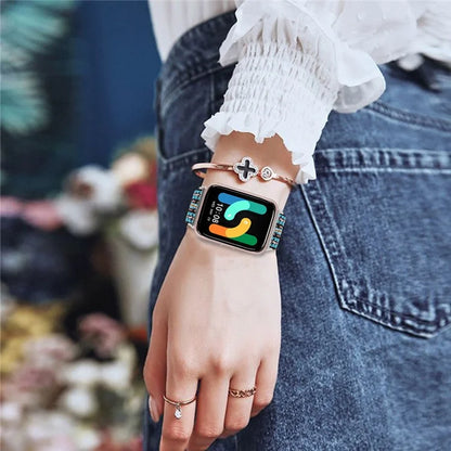 For Samsung Galaxy Fit3 SM-R390 Elastic Watch Strap Fashionable Pattern Wrist Band (Silver Buckle)