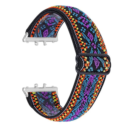 For Samsung Galaxy Fit3 SM-R390 Elastic Watch Strap Fashionable Pattern Wrist Band (Silver Buckle)