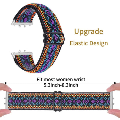 For Samsung Galaxy Fit3 SM-R390 Elastic Watch Strap Fashionable Pattern Wrist Band (Silver Buckle)