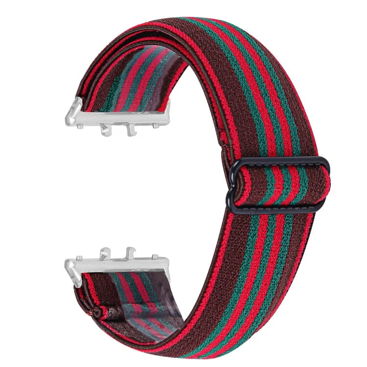 For Samsung Galaxy Fit3 SM-R390 Elastic Watch Strap Fashionable Pattern Wrist Band (Silver Buckle)