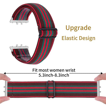 For Samsung Galaxy Fit3 SM-R390 Elastic Watch Strap Fashionable Pattern Wrist Band (Silver Buckle)