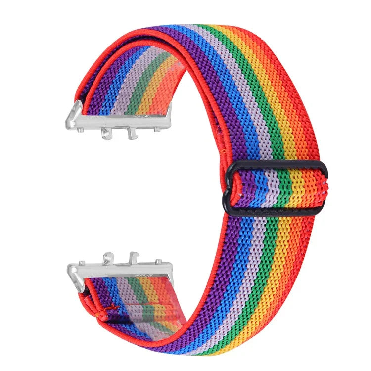 For Samsung Galaxy Fit3 SM-R390 Elastic Watch Strap Fashionable Pattern Wrist Band (Silver Buckle)