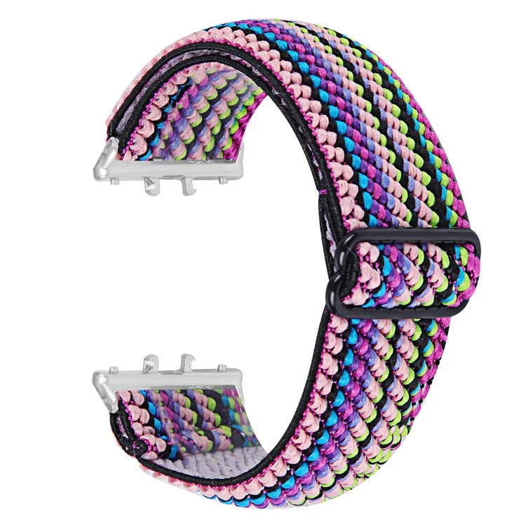For Samsung Galaxy Fit3 SM-R390 Elastic Watch Strap Fashionable Pattern Wrist Band (Silver Buckle)