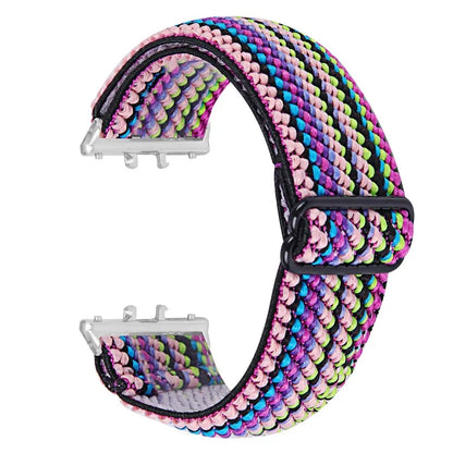 For Samsung Galaxy Fit3 SM-R390 Elastic Watch Strap Fashionable Pattern Wrist Band (Silver Buckle)