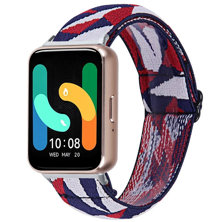 For Samsung Galaxy Fit3 SM-R390 Elastic Watch Strap Fashionable Pattern Wrist Band (Silver Buckle)1