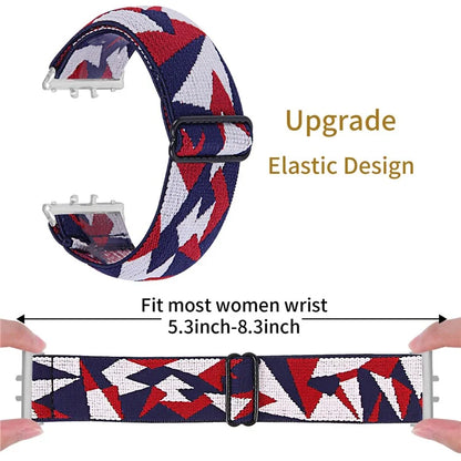 For Samsung Galaxy Fit3 SM-R390 Elastic Watch Strap Fashionable Pattern Wrist Band (Silver Buckle)1