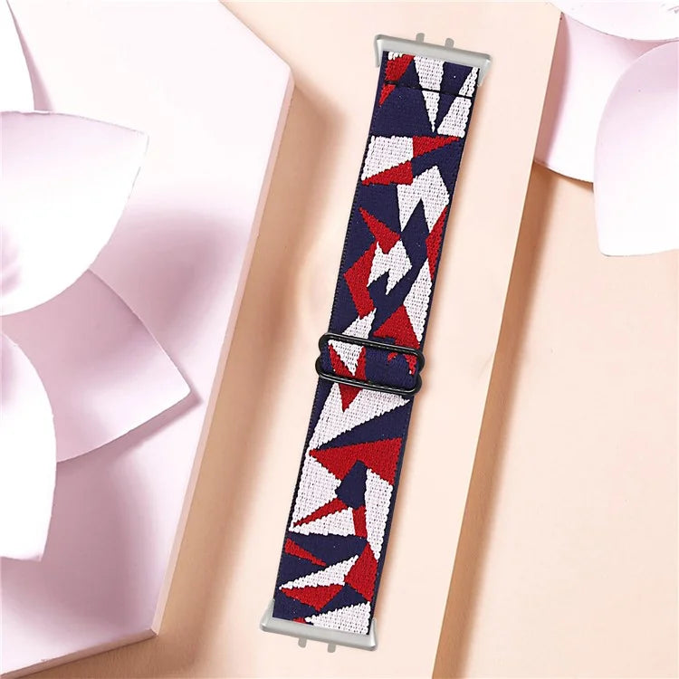 For Samsung Galaxy Fit3 SM-R390 Elastic Watch Strap Fashionable Pattern Wrist Band (Silver Buckle)1