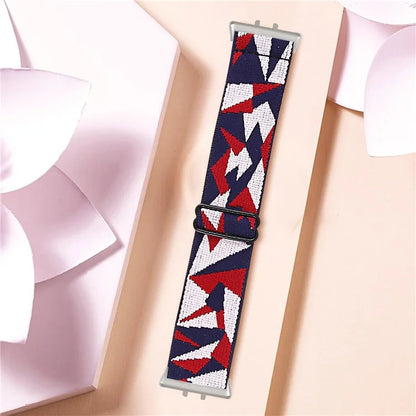 For Samsung Galaxy Fit3 SM-R390 Elastic Watch Strap Fashionable Pattern Wrist Band (Silver Buckle)1