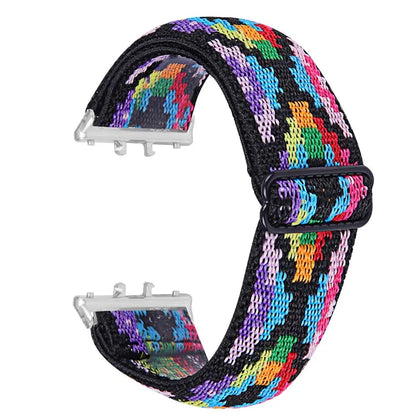 For Samsung Galaxy Fit3 SM-R390 Elastic Watch Strap Fashionable Pattern Wrist Band (Silver Buckle)4