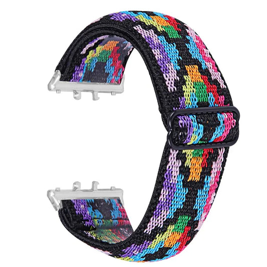 For Samsung Galaxy Fit3 SM-R390 Elastic Watch Strap Fashionable Pattern Wrist Band (Silver Buckle)4