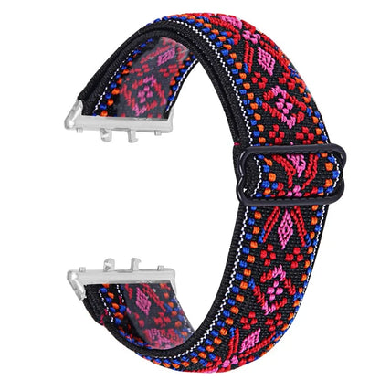 For Samsung Galaxy Fit3 SM-R390 Elastic Watch Strap Fashionable Pattern Wrist Band (Silver Buckle)5