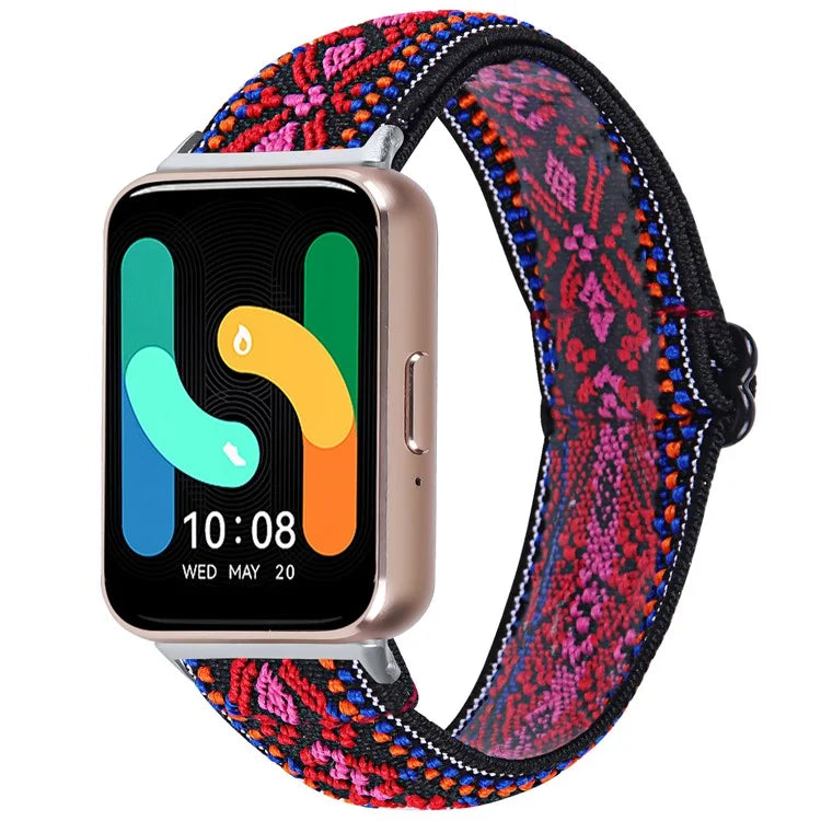 For Samsung Galaxy Fit3 SM-R390 Elastic Watch Strap Fashionable Pattern Wrist Band (Silver Buckle)5