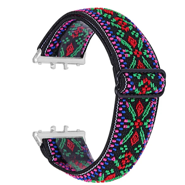 For Samsung Galaxy Fit3 SM-R390 Elastic Watch Strap Fashionable Pattern Wrist Band (Silver Buckle)6