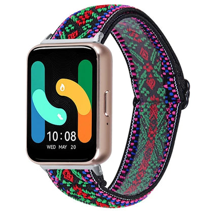 For Samsung Galaxy Fit3 SM-R390 Elastic Watch Strap Fashionable Pattern Wrist Band (Silver Buckle)6