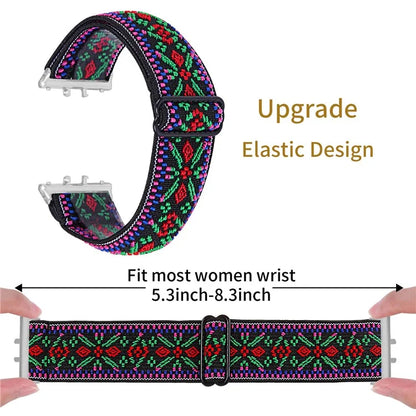 For Samsung Galaxy Fit3 SM-R390 Elastic Watch Strap Fashionable Pattern Wrist Band (Silver Buckle)6