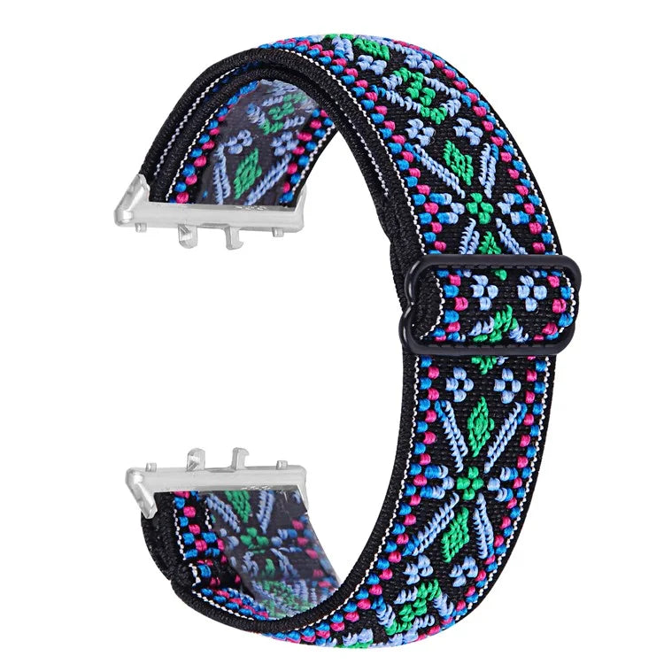 For Samsung Galaxy Fit3 SM-R390 Elastic Watch Strap Fashionable Pattern Wrist Band (Silver Buckle)9