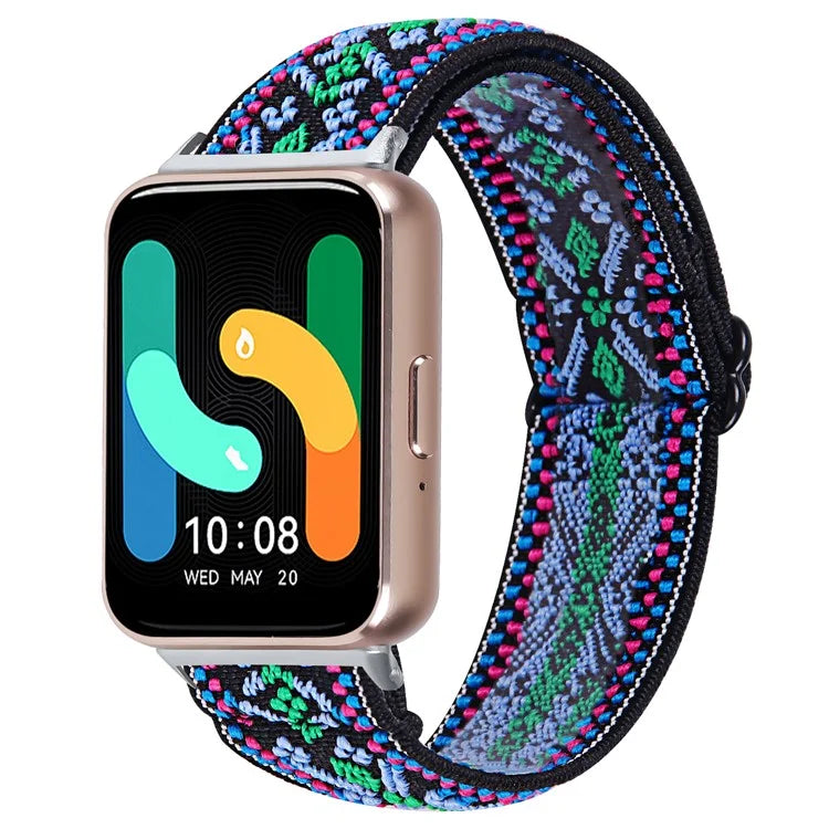For Samsung Galaxy Fit3 SM-R390 Elastic Watch Strap Fashionable Pattern Wrist Band (Silver Buckle)9