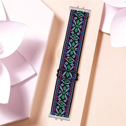 For Samsung Galaxy Fit3 SM-R390 Elastic Watch Strap Fashionable Pattern Wrist Band (Silver Buckle)9