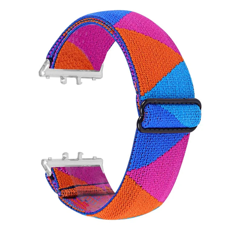 For Samsung Galaxy Fit3 SM-R390 Elastic Watch Strap Fashionable Pattern Wrist Band (Silver Buckle)