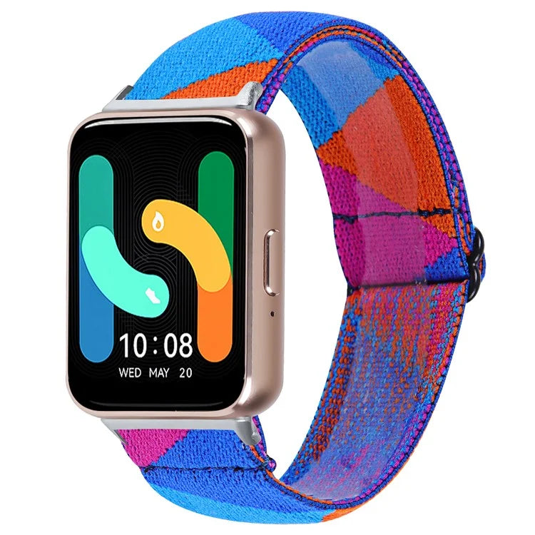 For Samsung Galaxy Fit3 SM-R390 Elastic Watch Strap Fashionable Pattern Wrist Band (Silver Buckle)