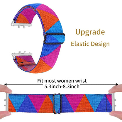For Samsung Galaxy Fit3 SM-R390 Elastic Watch Strap Fashionable Pattern Wrist Band (Silver Buckle)