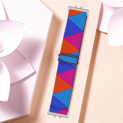 For Samsung Galaxy Fit3 SM-R390 Elastic Watch Strap Fashionable Pattern Wrist Band (Silver Buckle)