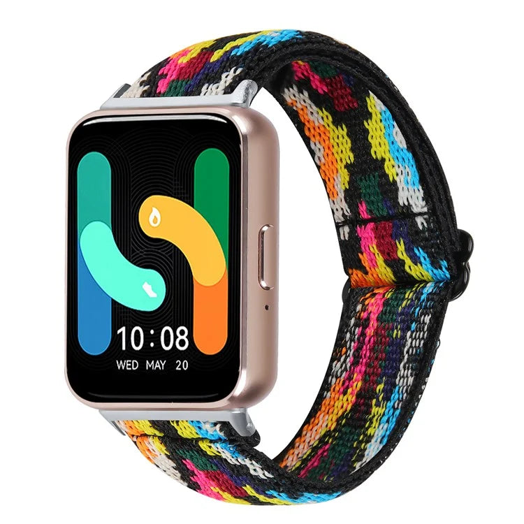 For Samsung Galaxy Fit3 SM-R390 Elastic Watch Strap Fashionable Pattern Wrist Band (Silver Buckle)3