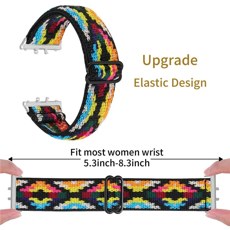 For Samsung Galaxy Fit3 SM-R390 Elastic Watch Strap Fashionable Pattern Wrist Band (Silver Buckle)3